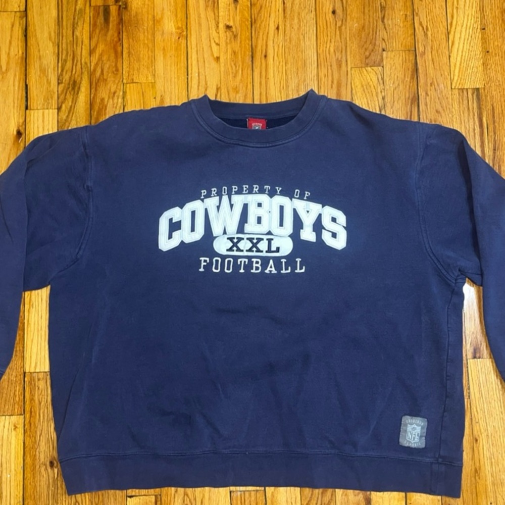 NFL Navy Blue Crewneck Sweater with Cowboys Design